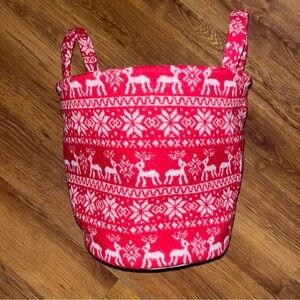 Hallmark Red and White Reindeer Patterned Basket